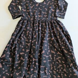 Alice + Ames Floral Black And Peach Kids Dress